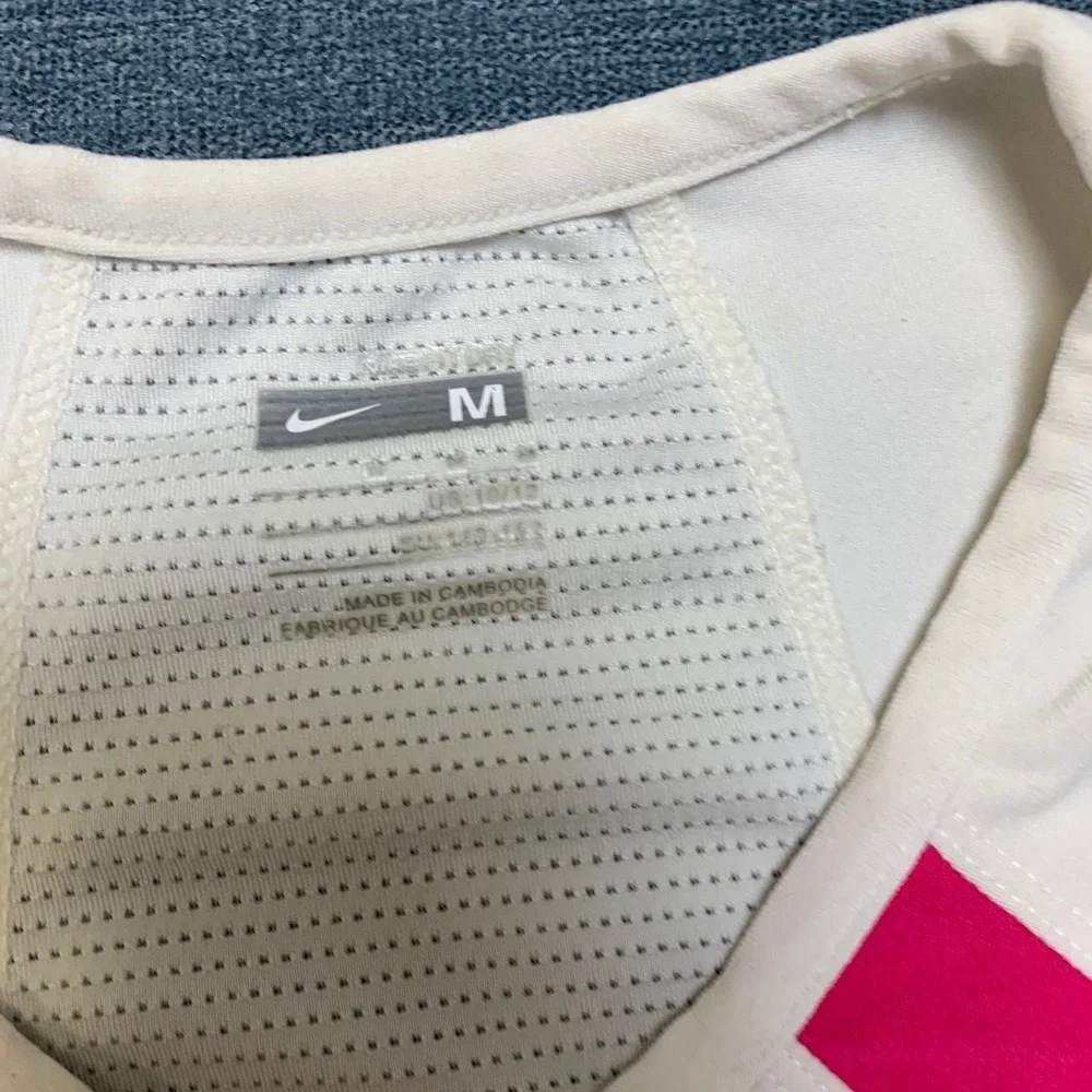 Y2K Nike Tank Top Girls M 10-12 White Pink Swoosh Logo Dri-Fit  Activewear